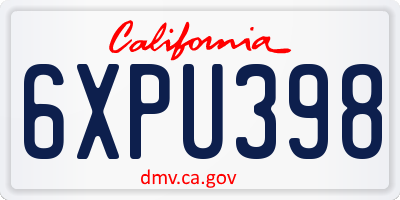 CA license plate 6XPU398