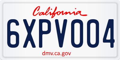 CA license plate 6XPV004