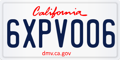 CA license plate 6XPV006