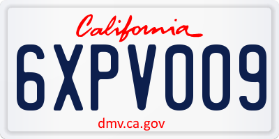 CA license plate 6XPV009