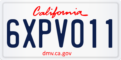CA license plate 6XPV011