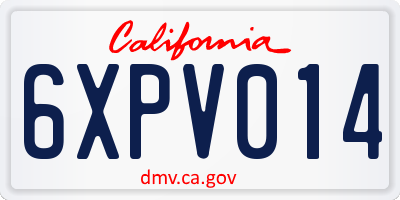 CA license plate 6XPV014
