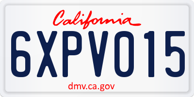 CA license plate 6XPV015