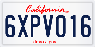 CA license plate 6XPV016
