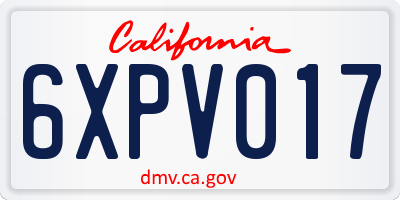 CA license plate 6XPV017