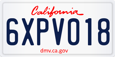 CA license plate 6XPV018