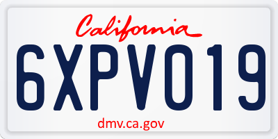 CA license plate 6XPV019