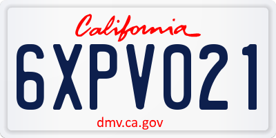 CA license plate 6XPV021