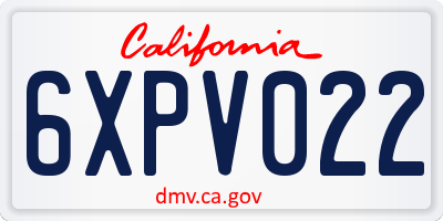 CA license plate 6XPV022