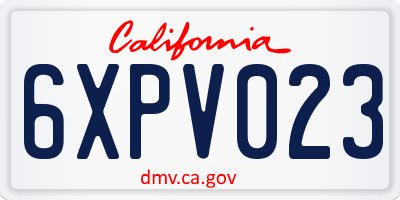 CA license plate 6XPV023