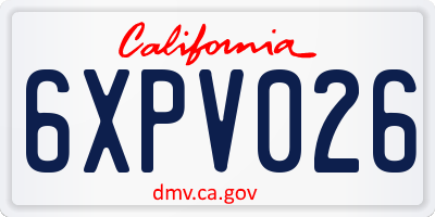 CA license plate 6XPV026