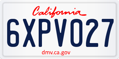CA license plate 6XPV027