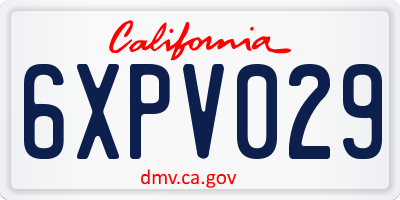 CA license plate 6XPV029