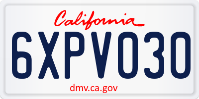 CA license plate 6XPV030