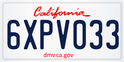 CA license plate 6XPV033