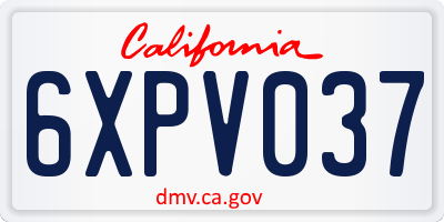 CA license plate 6XPV037