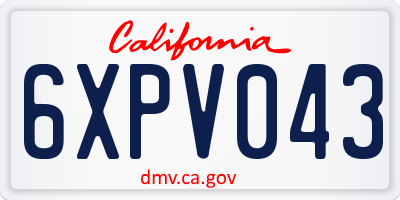 CA license plate 6XPV043