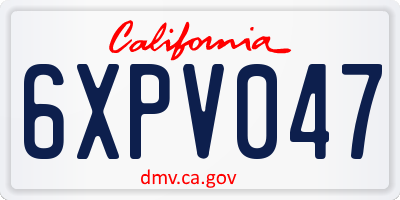 CA license plate 6XPV047