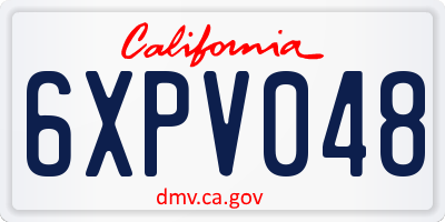 CA license plate 6XPV048