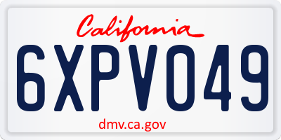 CA license plate 6XPV049