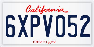 CA license plate 6XPV052