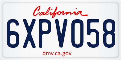 CA license plate 6XPV058