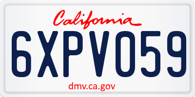 CA license plate 6XPV059