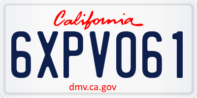 CA license plate 6XPV061