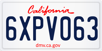 CA license plate 6XPV063