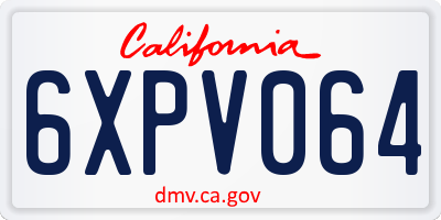 CA license plate 6XPV064