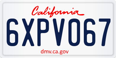 CA license plate 6XPV067