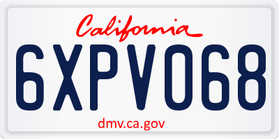 CA license plate 6XPV068