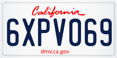 CA license plate 6XPV069