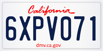 CA license plate 6XPV071