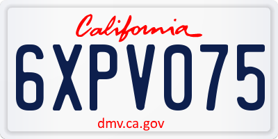 CA license plate 6XPV075
