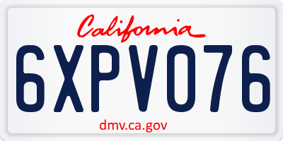 CA license plate 6XPV076
