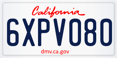 CA license plate 6XPV080