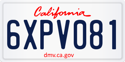 CA license plate 6XPV081