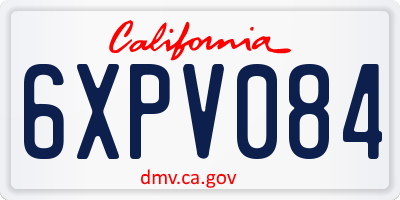 CA license plate 6XPV084