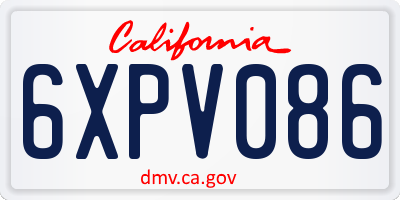 CA license plate 6XPV086