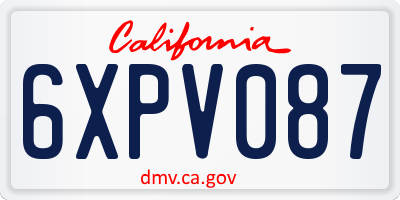 CA license plate 6XPV087