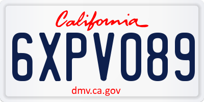 CA license plate 6XPV089
