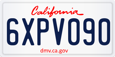 CA license plate 6XPV090