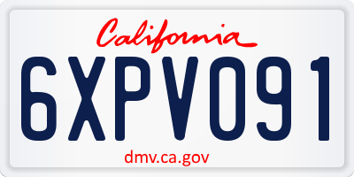 CA license plate 6XPV091