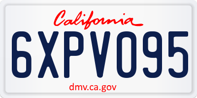 CA license plate 6XPV095