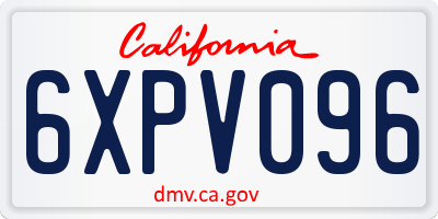 CA license plate 6XPV096