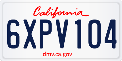 CA license plate 6XPV104
