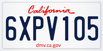 CA license plate 6XPV105