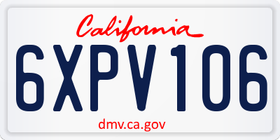 CA license plate 6XPV106