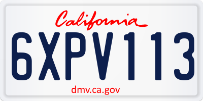 CA license plate 6XPV113